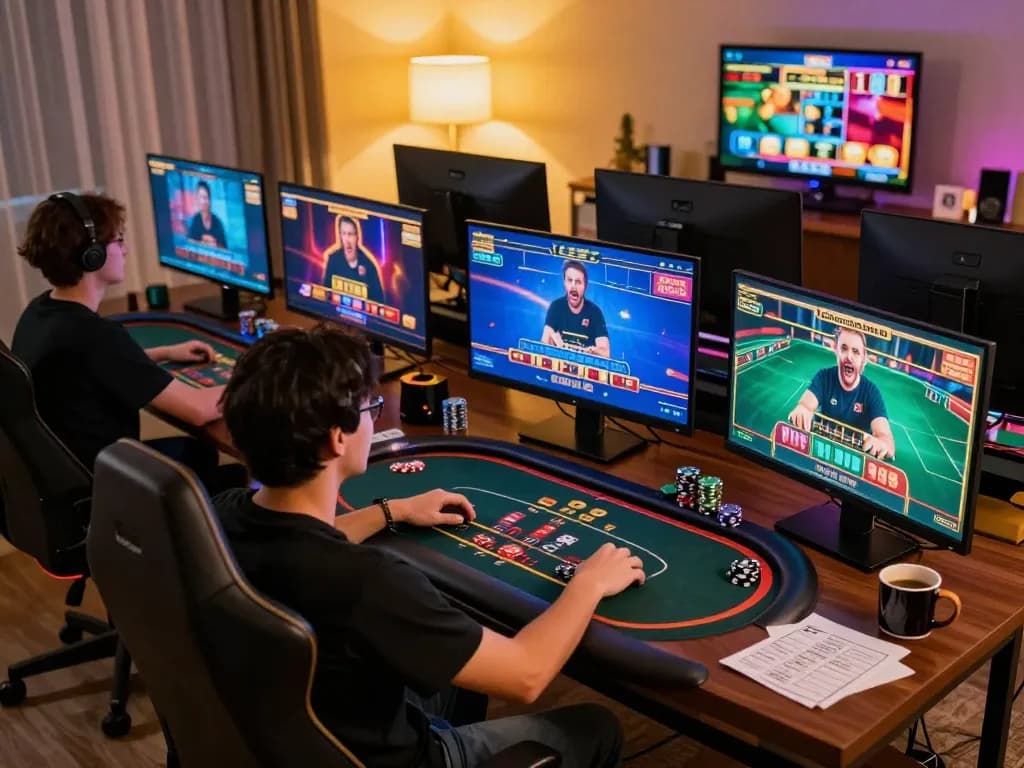 Engaged player at home using https://mm88.today/ for immersive online casino gameplay.