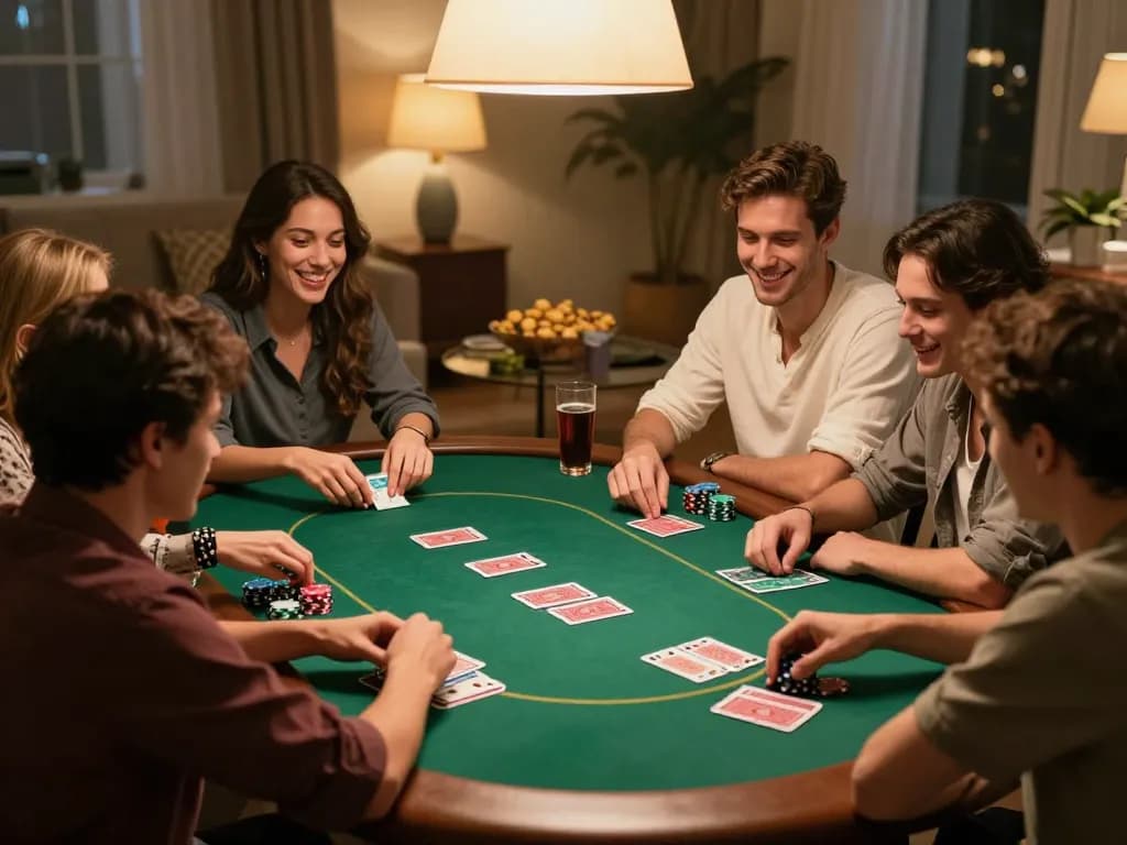 Những người bạn đang thưởng thức một trò chơi poker tại nhà trong không khí của 789 Club.