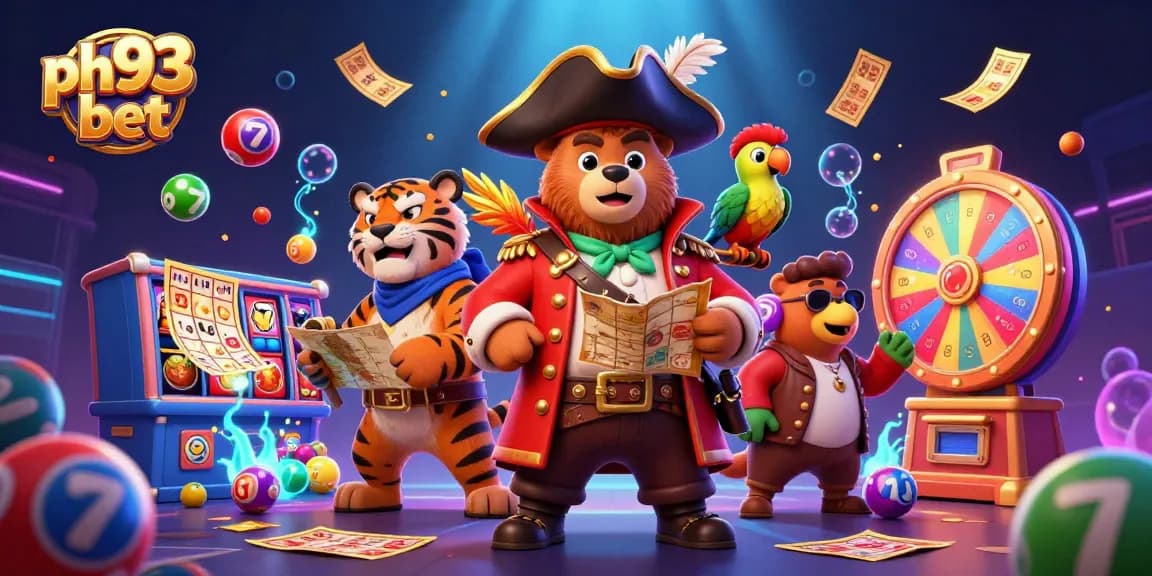 Join the excitement at ph33 bet featuring a pirate bear and tiger in a dynamic casino scene.