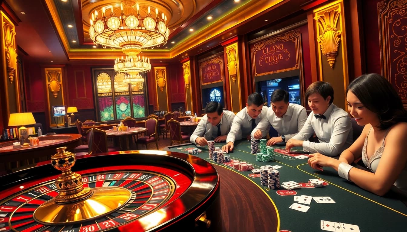 Exciting gambling action at uu88u.jp.net's luxurious casino, featuring roulette and poker.