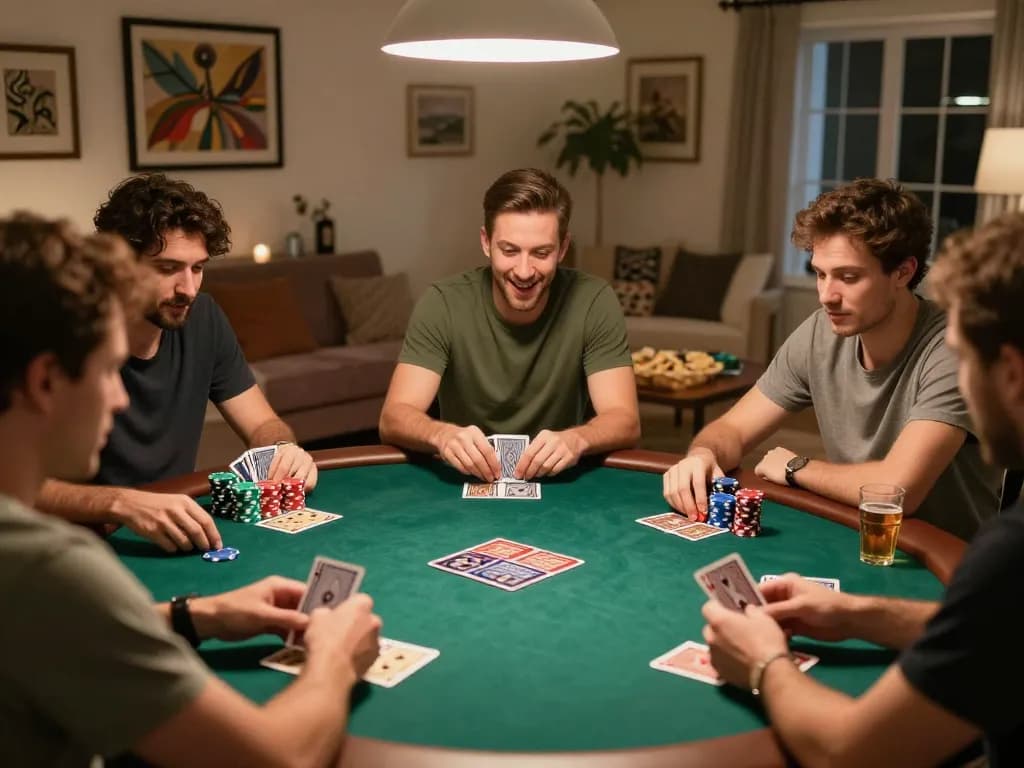 Engaged players at a private poker night strategy session showcasing 78win card gameplay excitement