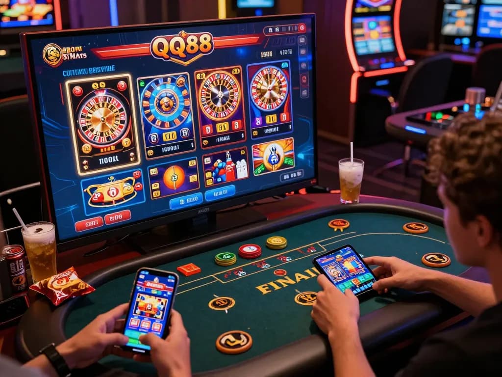 Engaging gameplay on QQ 88 platform showcasing diverse casino games in a lively online scene.