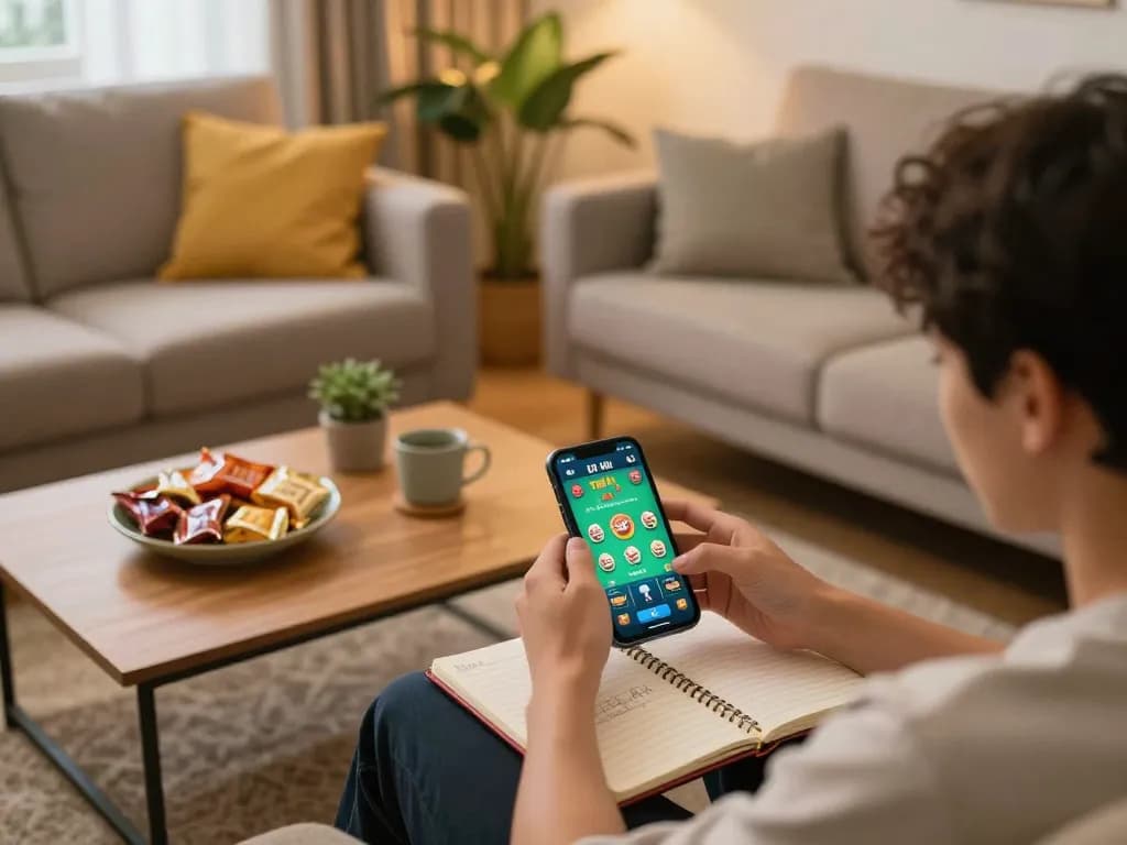 Tài Xỉu online gameplay on smartphone in a cozy home setting