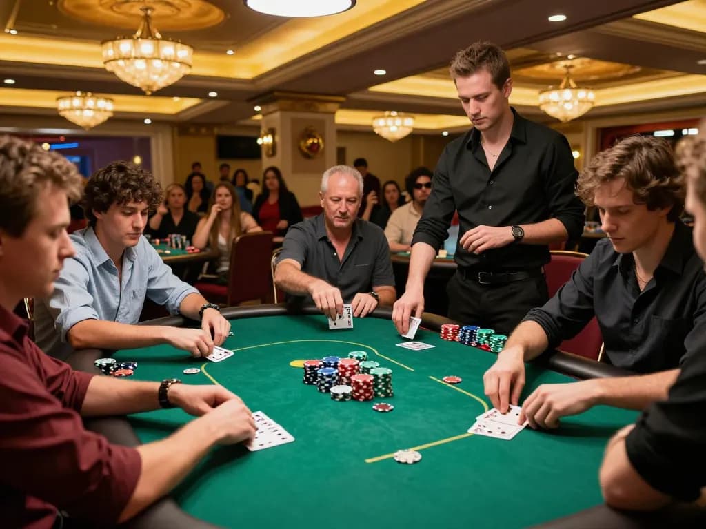 Players engaging in strategic poker gameplay at BL555 casino, showcasing thrilling moments and a vibrant atmosphere.