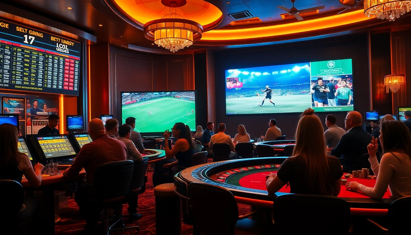 Experience the thrill of 'ดูบอลสด77upth' while engaging with exciting sports betting at a luxurious casino.