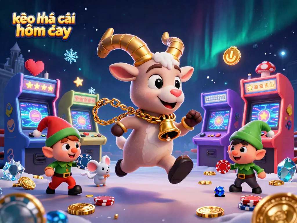 Engage with kèo nhà cái hôm nay in a festive casino scene featuring fun 3D characters and arcade elements.