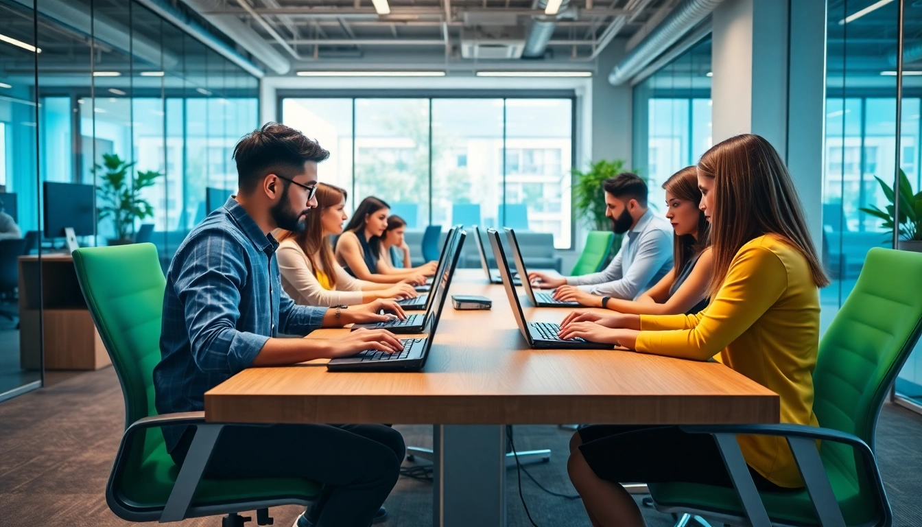 Engaged staff at a Typing Center showcase productivity and professionalism in a modern workspace.