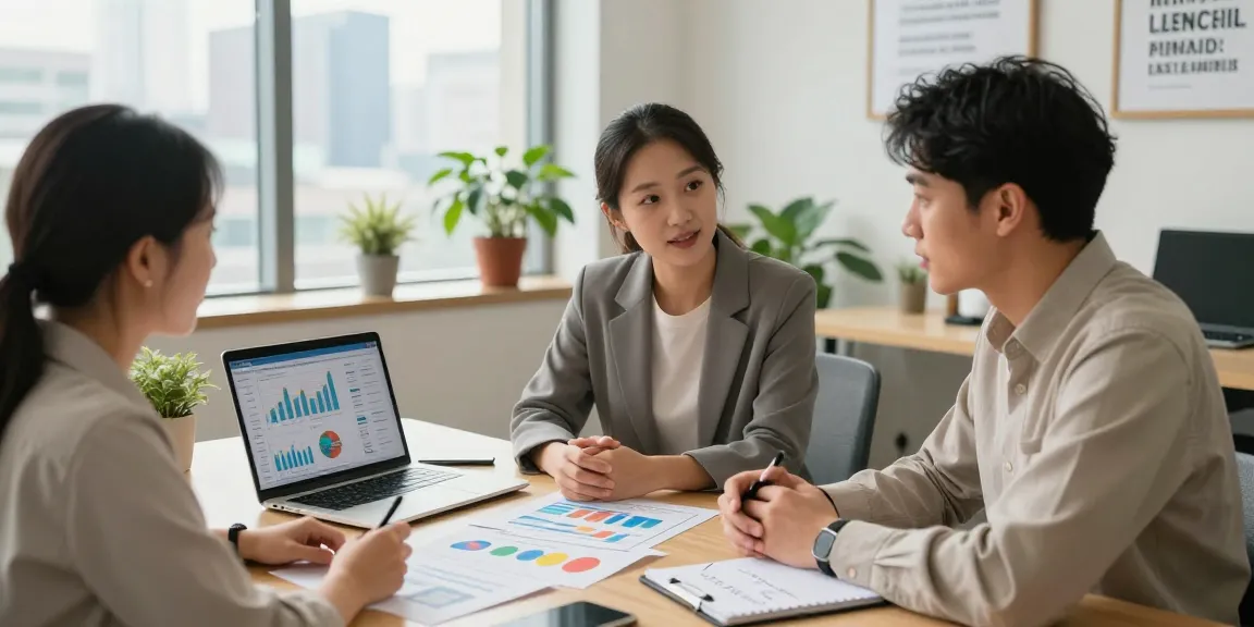 Engaging financial advisors consulting with clients about financial strategies in a modern office.