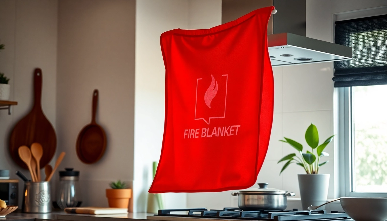 Fire blanket mounted in a kitchen, emphasizing safety and readiness for fire incidents.