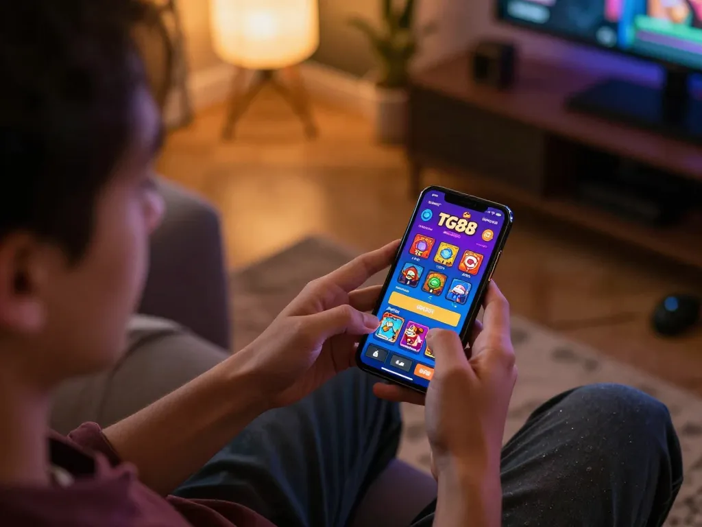 Engaging gameplay on TG88 casino app, showcasing mobile gambling experience with vibrant graphics.