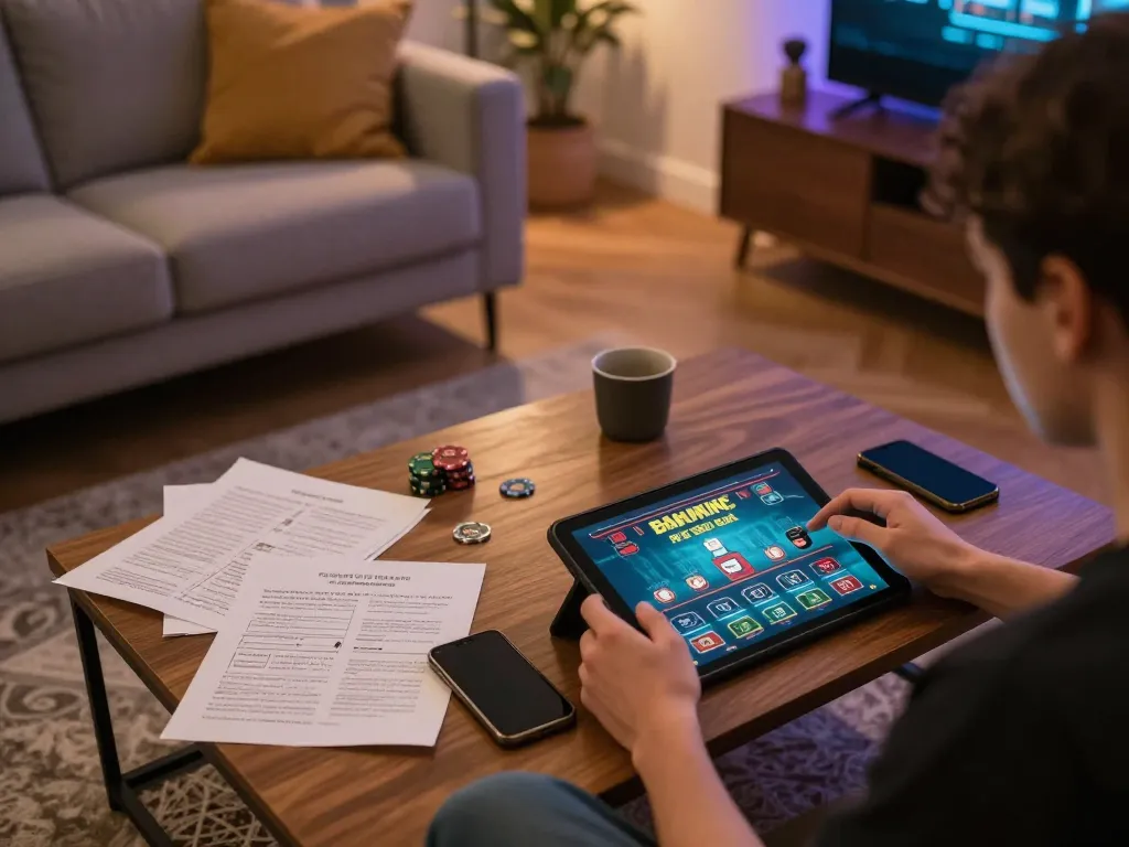 Hitclub online gaming setup with a person enjoying a live dealer game on tablet, showcasing a relaxed atmosphere