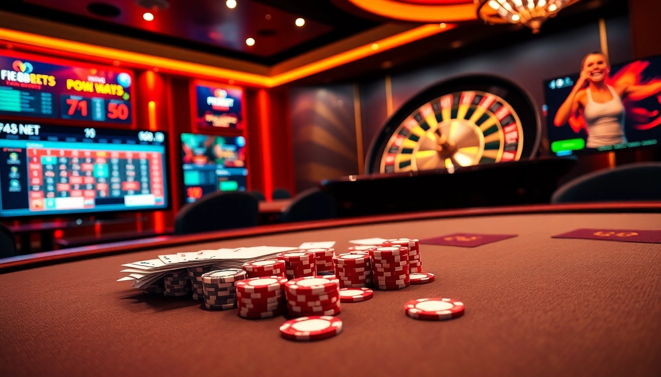 Engaging gamblers at F8 BET by showcasing an upscale casino scene with poker gameplay.