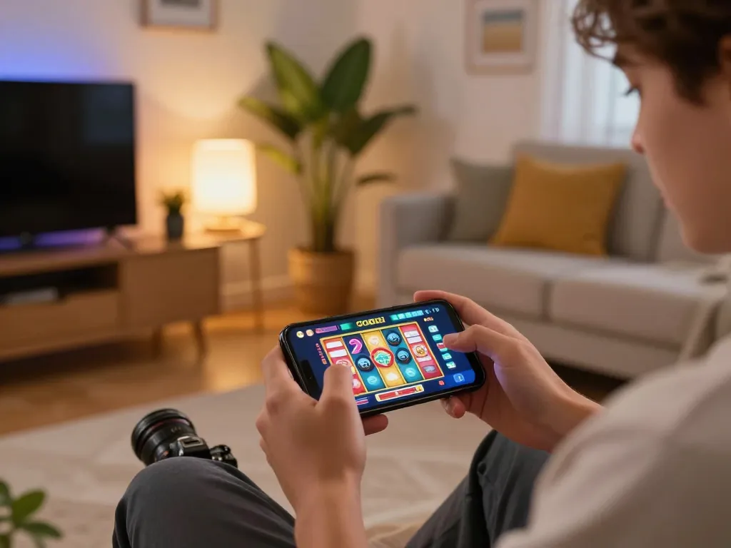Engaging with GO88 mobile app for a thrilling slot game experience in a stylish home