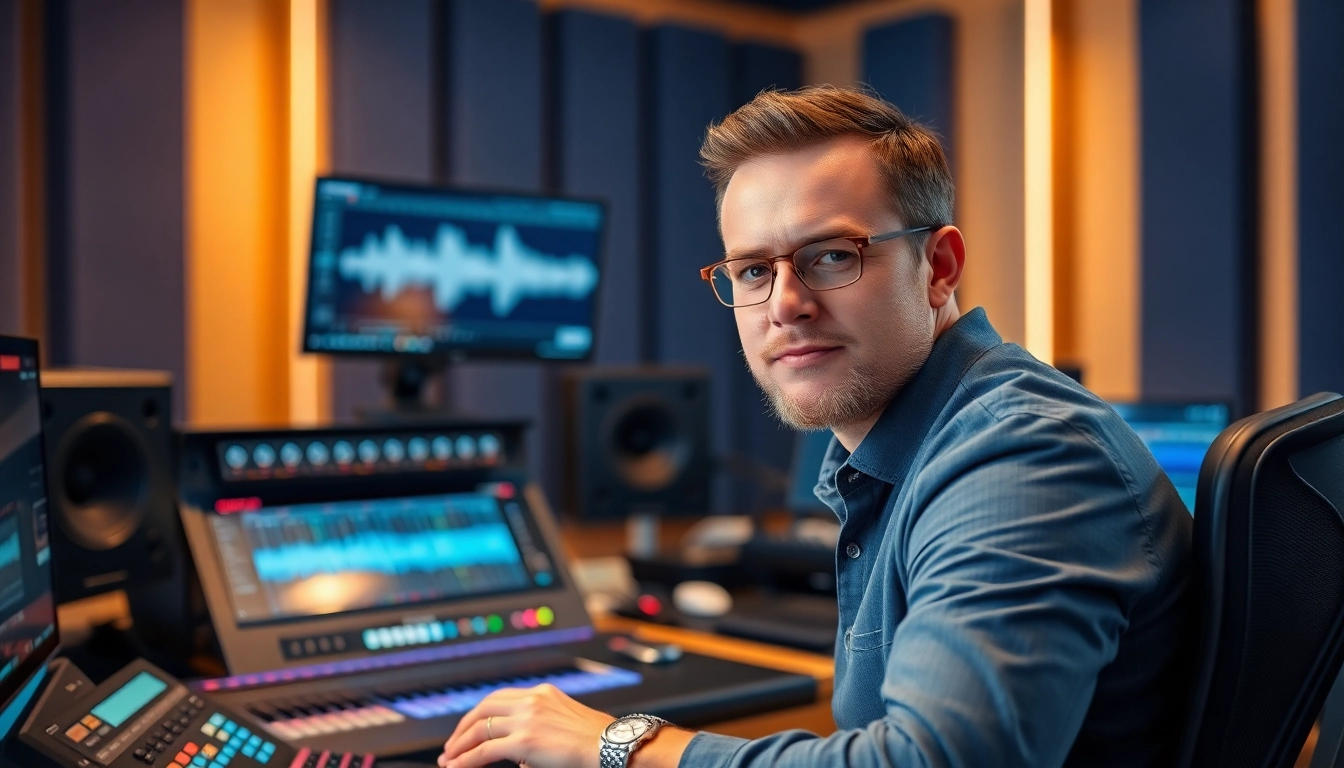 Enhance your tracks with online mastering by a skilled audio engineer in a high-tech studio.