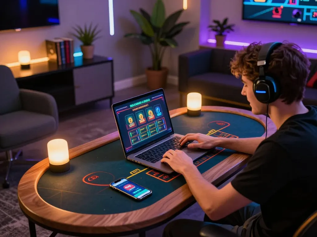 Manclub player enjoying a live dealer game setup with engaging ambiance and modern decor