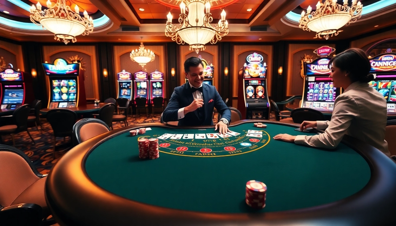 Engaging scene at 98Win casino highlighting thrilling blackjack gameplay with luxury decor.