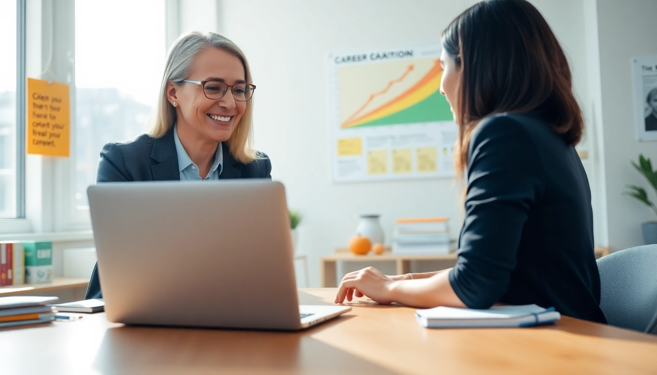 Client consultation for identifying ideal career paths in a bright office.