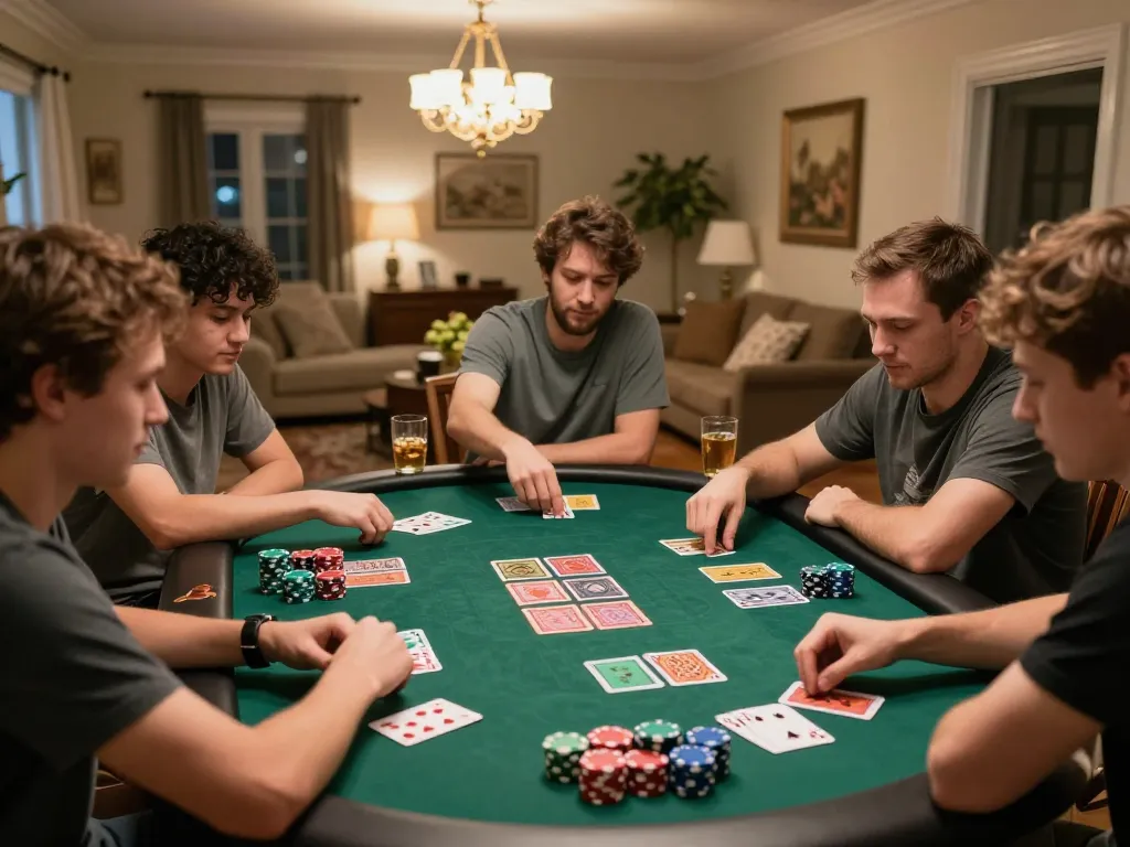 Enjoying a thrilling game night with friends using go8 đăng nhập to access online poker.