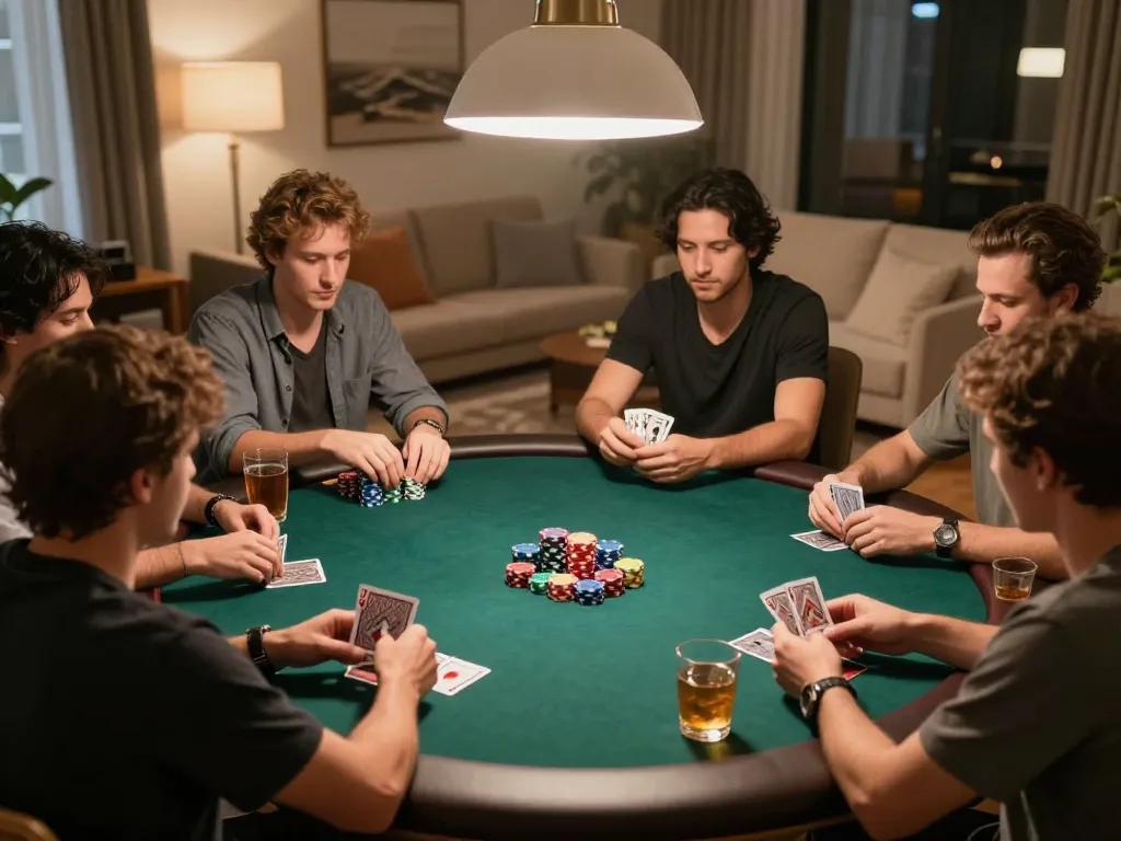 u888 players engaged in a dynamic poker game with cards and chips on the table.