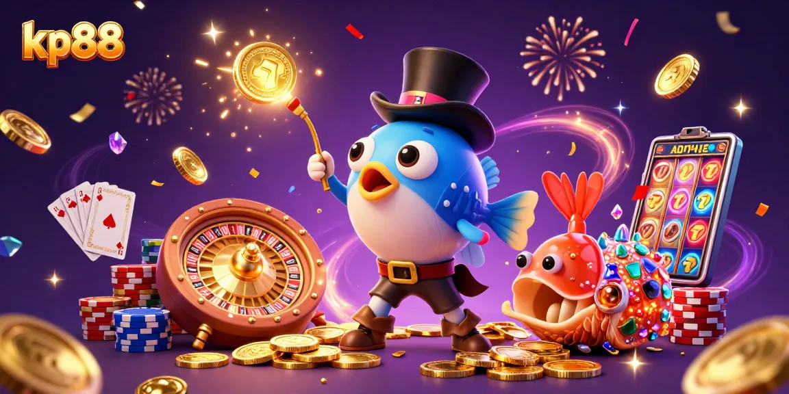 Engage in spirited gaming at kp88 featuring exciting elements like golden coins and vibrant casino gear.