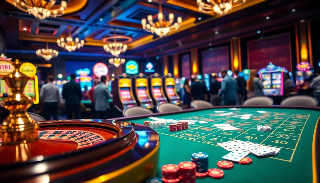 Engage in thrilling gameplay at Trang Chủ XIN88 with vibrant casino tables and exciting slot machines.