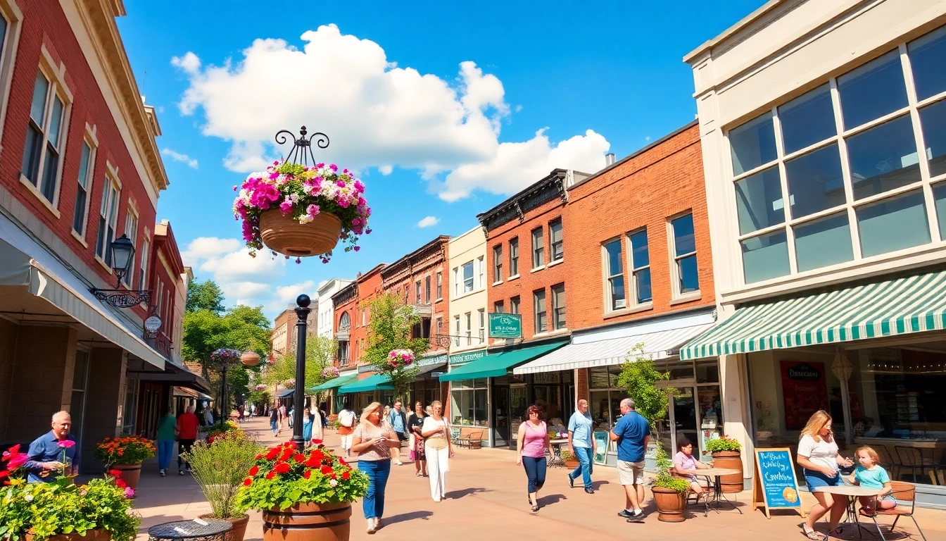 Discover vibrant Clarksburg with bustling shops and cheerful outdoor scenery.