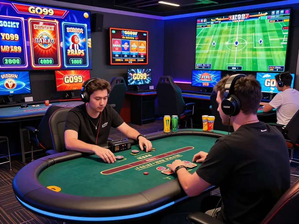 Exciting gaming experience at GO999 with vibrant visuals, live games, and immersive setup.