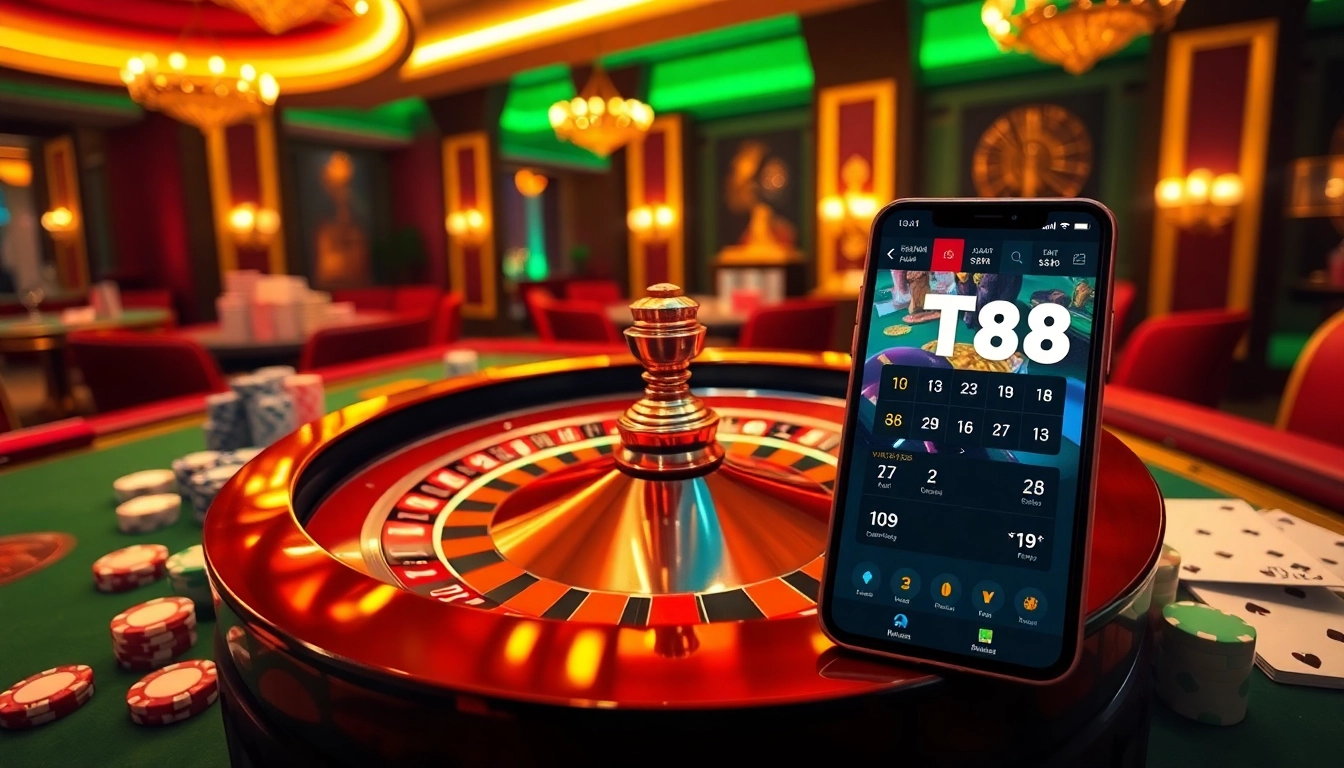 Experience the excitement of tải game TT88 as players engage at a roulette table in a lavish casino setting.