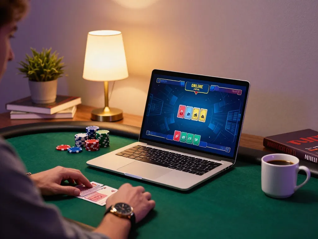 vin88 player strategizing during an online poker session with detailed interface