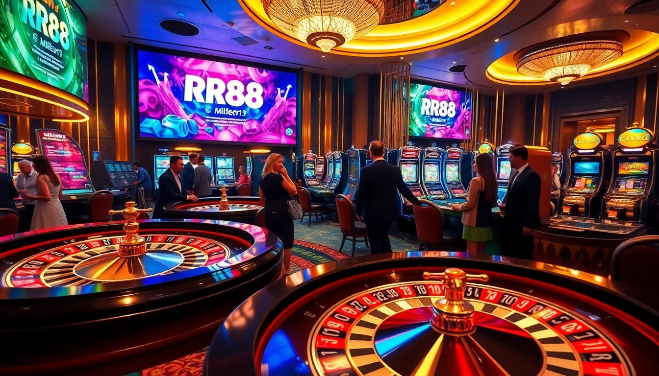High-stakes players enjoying games at RR88 casino, emphasizing excitement and luxury.