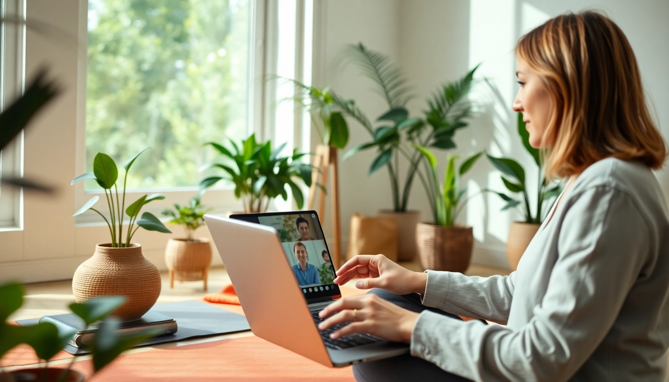 Learn Ayurveda online courses with an expert instructor in a bright home office setting.