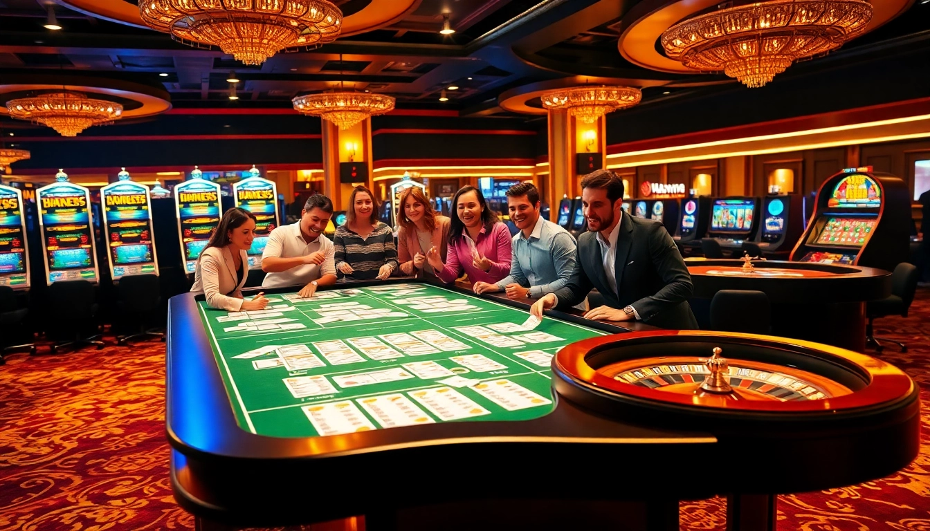 Savvy gamblers placing bets at a lively kèo bóng đá việt nam table in a luxurious casino.