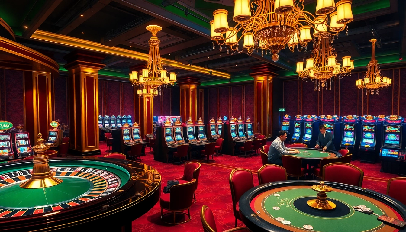 Experience the thrill of Ta88 as players engage at a luxurious casino table, surrounded by vibrant gambling action.