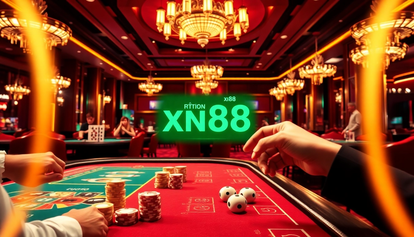 Experience the quick rút tiền xn88 process in a vibrant casino, where players engage in thrilling games.