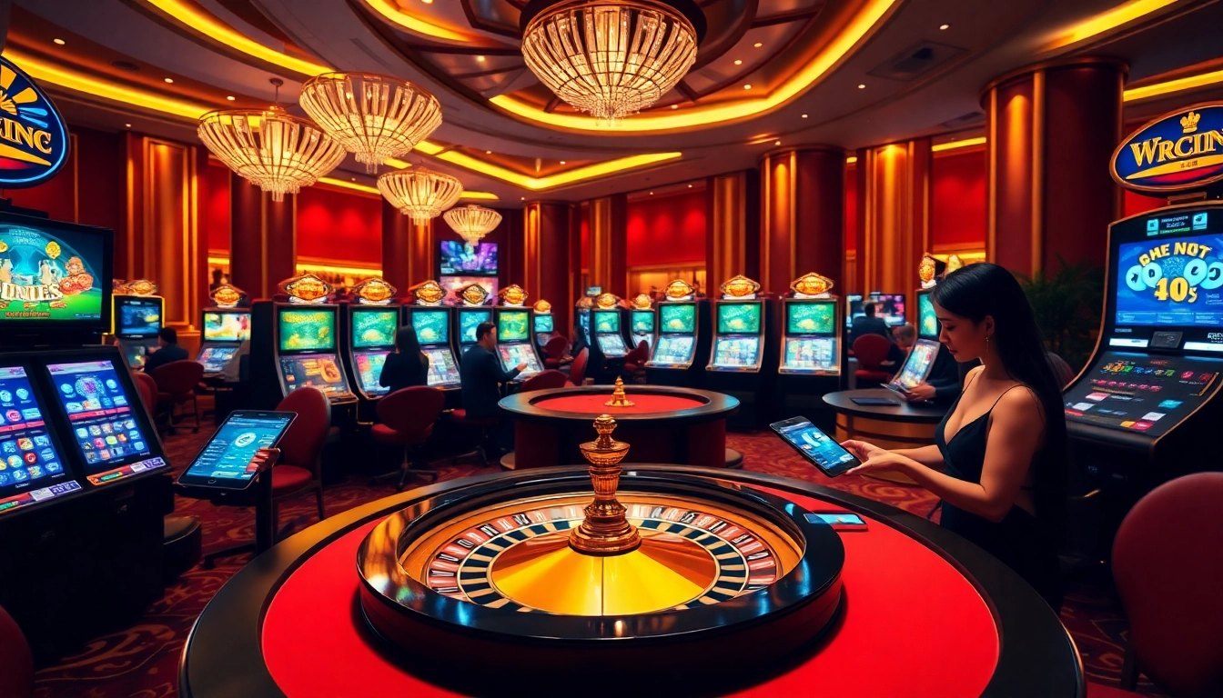 Engaging scene of casino gameplay emphasizing rút tiền 68win in an exciting, luxurious environment.