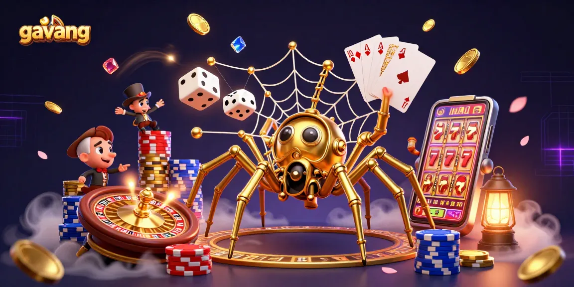 Engage with the magic of gavang in an elaborate 3D casino adventure, showcasing golden elements and whimsical characters.